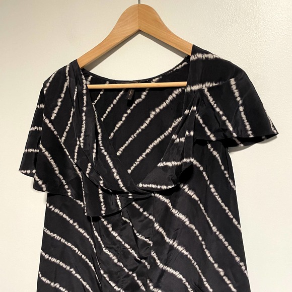 BCBGMaxAzria Black White Silk Dress Size Medium 100% Silk Work Wedding Guest - Picture 5 of 8